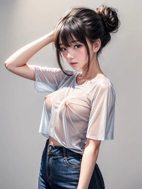 Tシャツが透けて見える乳首がエロい黒髪お団子ヘアAI女子画像 | エロ画像掲示板(まとめ) EROG-BBS 77 079194