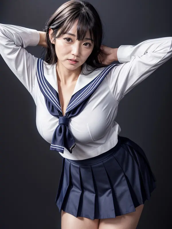 30代/40代/50代の黒髪巨乳人妻熟女さんのセーラー服にムラムラくるブルセラ熟女AI画像 | エロ画像掲示板(まとめ) EROG-BBS 5 081194 1