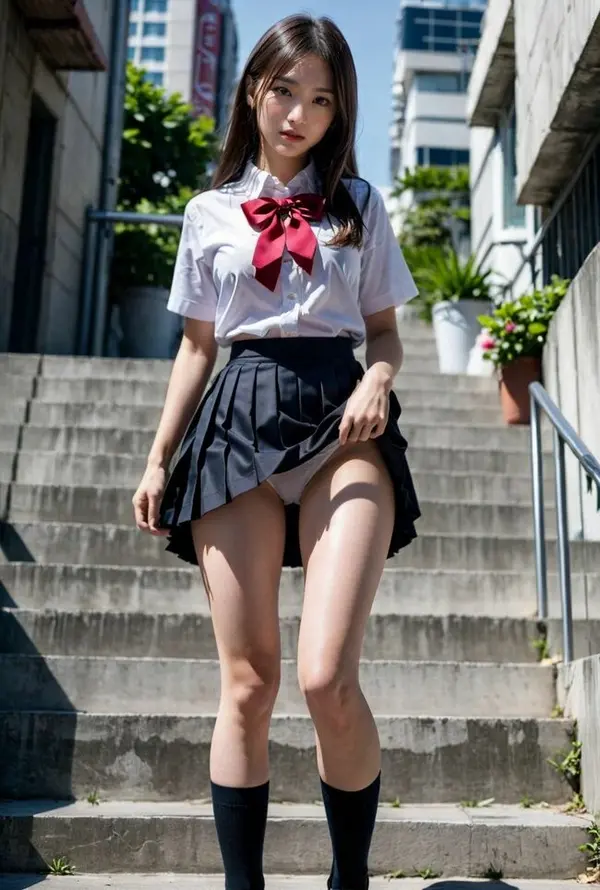 たくし上げパンチラAIエロ画像101枚 自らスカートをめくり上げパンツを見せてくれる美少女生成してみた | おっぱいさん。 231 315246