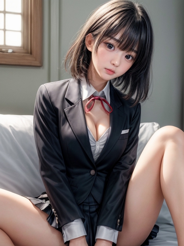 JKブレザー制服を着た黒髪ミディアムヘアAI女子校生さんの胸の谷間や乳袋の着衣おっぱい画像 | エロ画像掲示板(まとめ) EROG-BBS 65 img 67a7ec224dba8