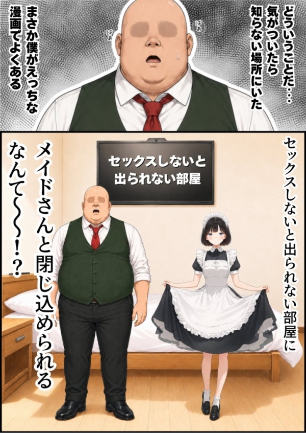 【エロ漫画】セックスしないと出られない部屋にジト目メイドさんと閉じ込められたんだが・・・ | にじエロファンタジア 1 img 6a3b8ab12e74d